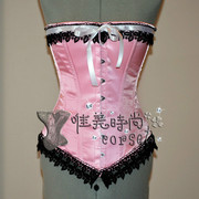 粉色宫廷束腰哥特式钢骨束身衣corset强力收腹瘦腰塑腹瘦腰衣