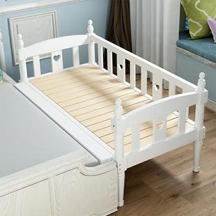 欧式婴儿床白色实木拼接床加宽床男孩女孩儿童床带护栏公主宝宝床