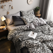 豹纹四件套北欧床裙床上纯棉，全棉网红床单，床笠1.8m被罩宿舍三件套