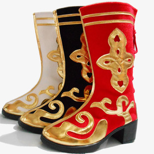 藏族舞蹈鞋舞蹈靴子男蒙古鞋，新疆舞靴少数民族，长筒女靴子高跟