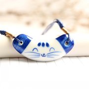 景德镇陶瓷瓷片项链手工原创陶瓷，首饰品手绘猫咪民族风项链