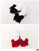 0-2岁婴儿袜春秋可爱公主，袜绒面蝴蝶结女童立体造型袜宝宝纯棉袜