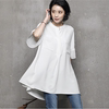 韩国2022夏季女白衬衫，韩版宽松显瘦套头上衣中长款雪纺衫