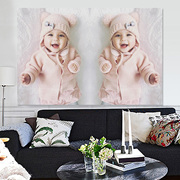 双胞宝宝画海报双胞胎宝宝照片墙贴纸外国娃娃画萌照房间贴画装饰