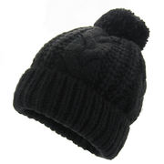亏本儿童帽子秋冬季男女童套头帽温暖毛线帽黑色麻花针织帽