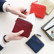 韩国iconic经典优雅短款半开拉链钱包女式小零钱包皮名片包卡包
