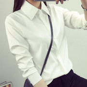 韩版雪纺长袖白衬衫女气质工作服，正装ol职业，通勤白色短袖衬衣工