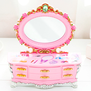 欧式甜美公主粉色梳妆镜八音盒小首饰抽屉收纳音乐盒儿童生日