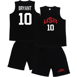 usa美国梦十梦之队球衣，科比10号篮球服，套装加肥加大码儿童号