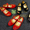 老北京布鞋女童鞋舞蹈鞋绣花鞋民族风古装表演鞋黑布鞋红色女童鞋