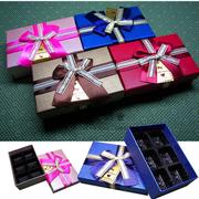 喜糖盒DIY巧克力盒子小号6格纸包装礼物方盒塑料衬金棕色