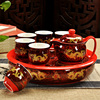 景德镇青花瓷器大茶壶整套冰裂陶瓷，茶盘双层茶杯茶具套装