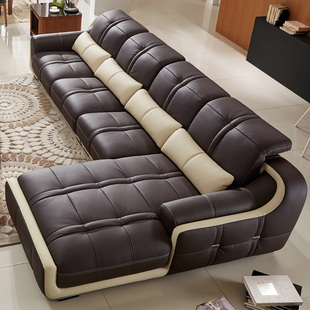 咖啡色真皮沙发棕色头层牛皮大小户型组合皮沙发简约整装现代