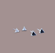 925纯银三角形白水晶黑曜石女款耳钉时尚气质防过敏原创简约耳饰