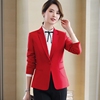 春秋女士小西装外套，短款修身百搭长袖，职业西服红色工作服上衣