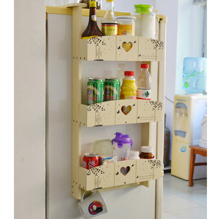 木质冰箱挂架侧壁挂架多功能三层厨房冰箱置物架调味架收纳架