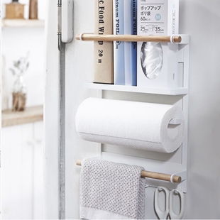 日式冰箱挂架简约铁艺磁铁卷纸巾保鲜袋储物厨房收纳侧壁置物架