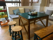 桌花美式实木餐桌店餐饮复古服装椅阳台做旧木桌园艺咖啡桌工作台