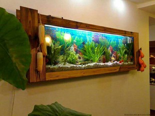 定制厂销碳化木，壁挂式生态鱼缸挂墙水族箱壁挂式玻璃，鱼缸1米