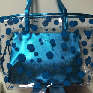玫琳凯海洋精粹系列包包化妆包，手提包手袋蓝色手提袋透明包单肩包