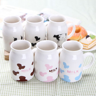 zakka创意奶牛插图陶瓷杯，情侣杯马克杯牛奶早餐杯，水杯定制