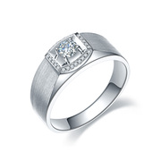 白18K金铂金宽版男钻戒钻石男戒指环结婚订婚求婚情侣对戒