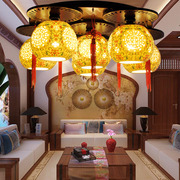 新中式古典陶瓷led圆形客厅顶灯，仿古餐厅卧室，书房简约木艺吸顶灯
