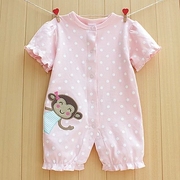 网红婴儿连体衣夏装女宝宝纯棉哈衣短袖0-1岁3-6月新生儿衣服夏季