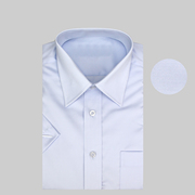 全棉免烫纯色浅蓝色高支纱短袖衬衫男士商务正装白粉纯棉短袖衬衣