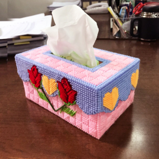 3d十字绣客厅手工diy纸巾盒立体绣花卉抽纸盒，收纳盒画钻绣