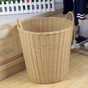 塑料脏衣篮塑料脏衣桶玩具收纳筐仿藤编洗衣篮，家用衣篓防水可折叠