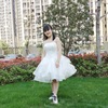 韩版短款小礼服女2023伴娘，服生日晚宴，聚会时尚甜美公主婚纱裙