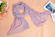 烟粉紫平纹真丝丝巾女士春秋，冬季超大长款保暖围巾，披肩两用桑蚕丝