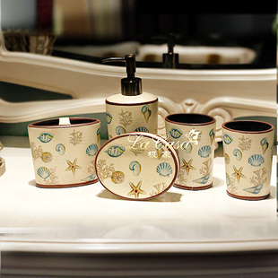 欧式复古陶瓷卫浴四五件套装 美式漱口杯 浴室卫生间结婚