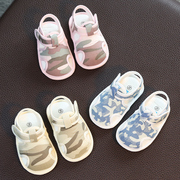婴儿鞋子0-1岁新生宝宝学步鞋夏季凉鞋6-12个月8女男软底布鞋布底
