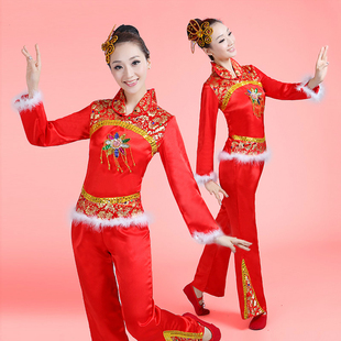 2023开门红秧歌舞蹈演出服，女中老年广场舞，腰鼓民族扇子舞服冬