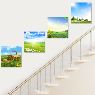 楼梯间装饰画组合现代简约餐厅挂画田园风格风景走廊过道墙上壁画