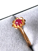 925泰国珐琅彩戒指纯银，鎏金红宝石戒指，泰国纯手工工艺制作小花