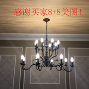 美式复古灯创意客厅灯，现代简约楼梯双层轻奢法式蜡烛餐厅卧室吊灯