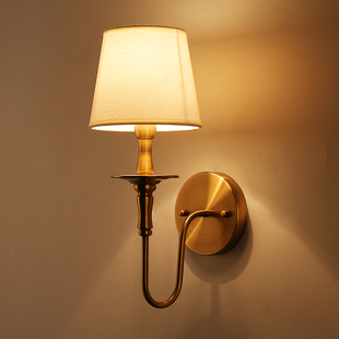 壁灯床头led客厅卧室墙壁灯，过道创意美式乡村铜色灯铁艺仿古灯具