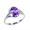 天然紫水晶戒指女925纯银镶嵌紫色宝石戒指环首饰品个性简约开口