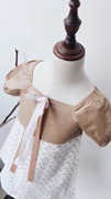 韩国原单纯棉奶茶色，拼接花衬衫，娃娃衫裙衫好品质带胸花