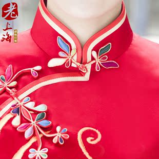 老上海2020年夏装凤凰绣花新娘中式礼服敬酒服重磅真丝旗袍裙