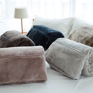 无印良品拉舍尔毛毯珊瑚绒，床单加厚法兰绒，毯子单人午睡毯冬季纯色