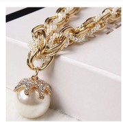 韩国时尚夸张项链大珍珠，坠花瓣多层粗链条锁骨，链女士韩国饰品项链
