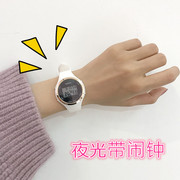 电子表女学生韩版简约 ulzzang可爱女孩带闹钟的夜光果冻手表