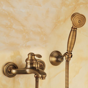 可升降全铜仿古花洒淋浴套装欧式复古浴缸浴室龙头，喷头水阀淋浴杆