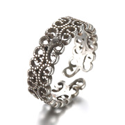 韩版银色复古做旧指环，女款古银戒指开口泰银手饰纯白铜