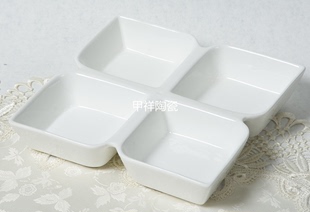 陶瓷白色四格餐盘茶餐厅，沙拉小吃儿童餐，酒店婚礼水果围炉煮茶干果
