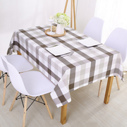 现代简约纯棉格子桌布，布艺田园棉麻餐桌布，茶几防水长方形书桌台布